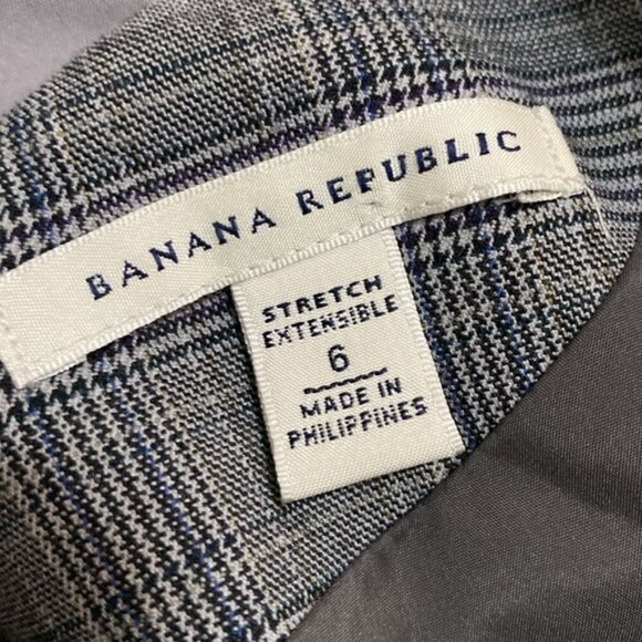Banana Republic Fitted Gray Plaid Midi Dress Size 6 - Picture 14 of 16